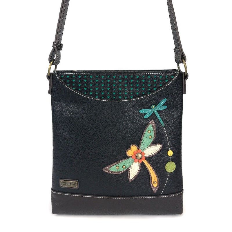 CHALA Sweet Messenger Mid Size Shoulder Purse with Adjustable Strap - Dragonfly - black - Image 4